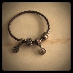 Pandora Jewelry - Pandora Leather Charm Bracelet! Pandora Jewelry - Pandora Leather Charm Bracelet!